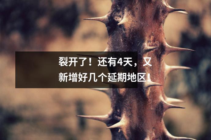 裂开了!还有4天,又新增好几个延期地区!